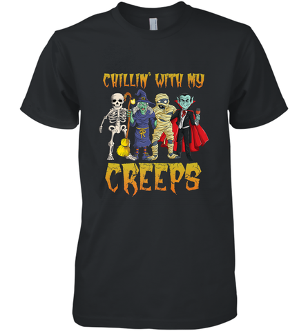 Chillin With My Creeps Vampire Halloween Skeleton Witch Men's Premium T-Shirt Men's Premium T-Shirt / Black / XS Men's Premium T-Shirt - HHHstores