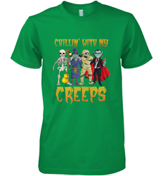Chillin With My Creeps Vampire Halloween Skeleton Witch Men's Premium T-Shirt