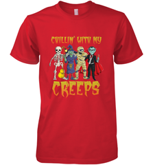 Chillin With My Creeps Vampire Halloween Skeleton Witch Men's Premium T-Shirt Men's Premium T-Shirt - HHHstores