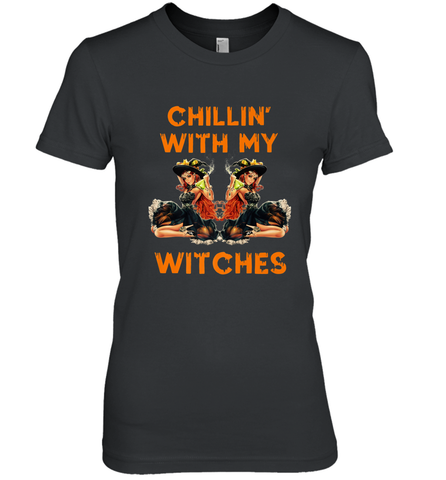 Cool Chillin With My Witches Halloween Costume Women's Premium T-Shirt Women's Premium T-Shirt / Black / XS Women's Premium T-Shirt - HHHstores