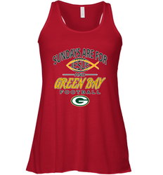 Sundays Are For Jesus and Green Bay Funny Christian Football 1 Women's Racerback Tank