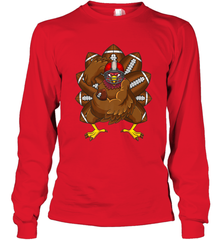 Cool Turkey Football Feathers Funny Thanksgiving Sports Long Sleeve T-Shirt Long Sleeve T-Shirt - HHHstores