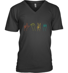 Love ASL Sign language Alphabet Valentines Day Gift idea Men's V-Neck Men's V-Neck - HHHstores