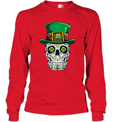 Sugar Skull Leprechaun T Shirt St Patricks Day Women Men Long Sleeve T-Shirt Long Sleeve T-Shirt - HHHstores