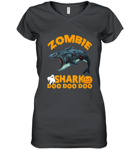 Zombie Shark Doo Doo Doo Halloween Shake Costume Lover Gifts Women's V-Neck T-Shirt Women's V-Neck T-Shirt / Black / S Women's V-Neck T-Shirt - HHHstores
