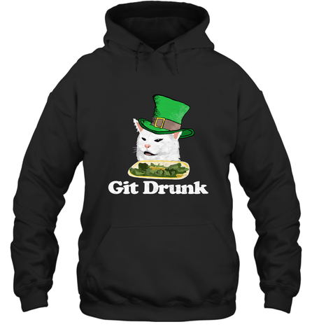 Git Drunk Funny Arguing Cat Meme St Patricks Day Hooded Sweatshirt Hooded Sweatshirt / Black / S Hooded Sweatshirt - HHHstores