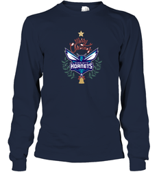 NBA Charlotte Hornets Logo merry Christmas gilf Long Sleeve T-Shirt