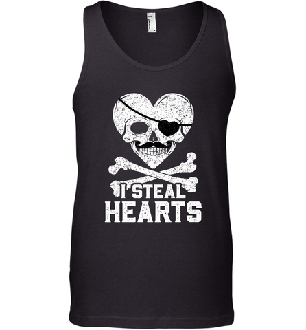 I Steal Hearts Valentine's Day Pirate Skull Art Graphics Men's Tank Top Men's Tank Top / Black / XS Men's Tank Top - HHHstores