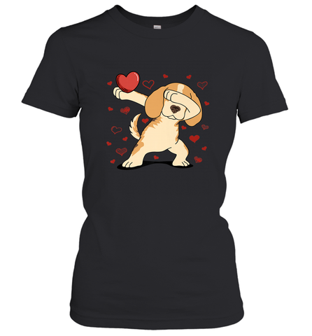 Dog Dabbing Heart For Valentine's Day Art Graphics Gift Women's T-Shirt Women's T-Shirt / Black / S Women's T-Shirt - HHHstores