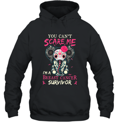 You can't Scare Me I'm Breast Cancer Survivor Elephant Funny Hooded Sweatshirt