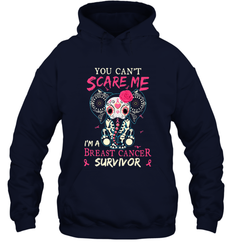You can't Scare Me I'm Breast Cancer Survivor Elephant Funny Hooded Sweatshirt
