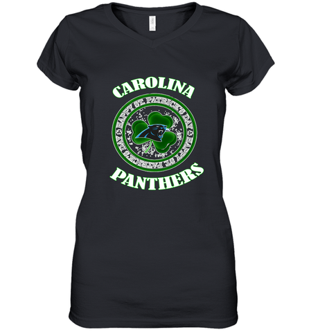 NFL Carolina Panthers Logo Happy St Patrick's Day Women's V-Neck T-Shirt Women's V-Neck T-Shirt / Black / S Women's V-Neck T-Shirt - HHHstores