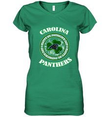 NFL Carolina Panthers Logo Happy St Patrick's Day Women's V-Neck T-Shirt Women's V-Neck T-Shirt - HHHstores