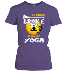 My Broom Broke So Now I Go Yoga Funny Halloween Costume Gift Women's T-Shirt Women's T-Shirt - HHHstores