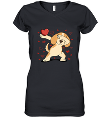 Dog Dabbing Heart For Valentine's Day Art Graphics Gift Women's V-Neck T-Shirt Women's V-Neck T-Shirt - HHHstores