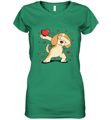 Dog Dabbing Heart For Valentine's Day Art Graphics Gift Women's V-Neck T-Shirt Women's V-Neck T-Shirt - HHHstores