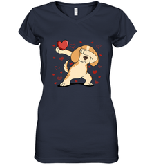 Dog Dabbing Heart For Valentine's Day Art Graphics Gift Women's V-Neck T-Shirt Women's V-Neck T-Shirt - HHHstores