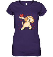 Dog Dabbing Heart For Valentine's Day Art Graphics Gift Women's V-Neck T-Shirt Women's V-Neck T-Shirt - HHHstores