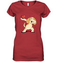 Dog Dabbing Heart For Valentine's Day Art Graphics Gift Women's V-Neck T-Shirt Women's V-Neck T-Shirt - HHHstores