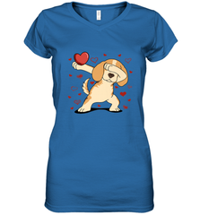 Dog Dabbing Heart For Valentine's Day Art Graphics Gift Women's V-Neck T-Shirt Women's V-Neck T-Shirt - HHHstores