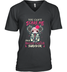 You can't Scare Me I'm Breast Cancer Survivor Elephant Funny Men's V-Neck