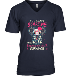 You can't Scare Me I'm Breast Cancer Survivor Elephant Funny Men's V-Neck