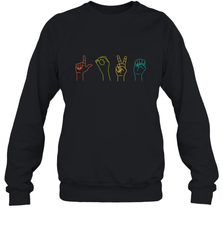 Love ASL Sign language Alphabet Valentines Day Gift idea Crewneck Sweatshirt Crewneck Sweatshirt - HHHstores