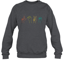 Love ASL Sign language Alphabet Valentines Day Gift idea Crewneck Sweatshirt Crewneck Sweatshirt - HHHstores