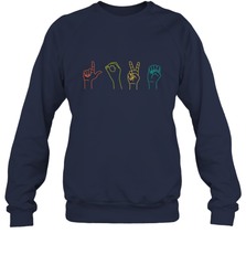 Love ASL Sign language Alphabet Valentines Day Gift idea Crewneck Sweatshirt Crewneck Sweatshirt - HHHstores