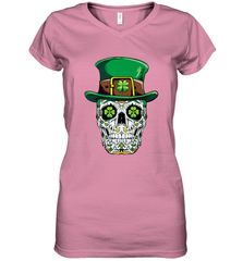 Sugar Skull Leprechaun T Shirt St Patricks Day Women Men Women's V-Neck T-Shirt Women's V-Neck T-Shirt - HHHstores