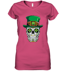 Sugar Skull Leprechaun T Shirt St Patricks Day Women Men Women's V-Neck T-Shirt Women's V-Neck T-Shirt - HHHstores