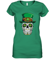 Sugar Skull Leprechaun T Shirt St Patricks Day Women Men Women's V-Neck T-Shirt Women's V-Neck T-Shirt - HHHstores