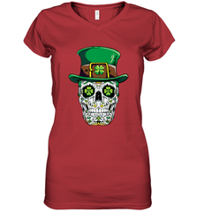 Sugar Skull Leprechaun T Shirt St Patricks Day Women Men Women's V-Neck T-Shirt Women's V-Neck T-Shirt - HHHstores