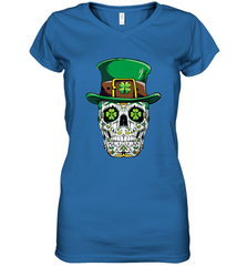 Sugar Skull Leprechaun T Shirt St Patricks Day Women Men Women's V-Neck T-Shirt Women's V-Neck T-Shirt - HHHstores