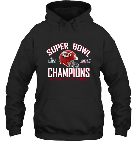 NFL super bowl Kansas City Chiefs Logo Helmet champions Hooded Sweatshirt Hooded Sweatshirt / Black / S Hooded Sweatshirt - HHHstores