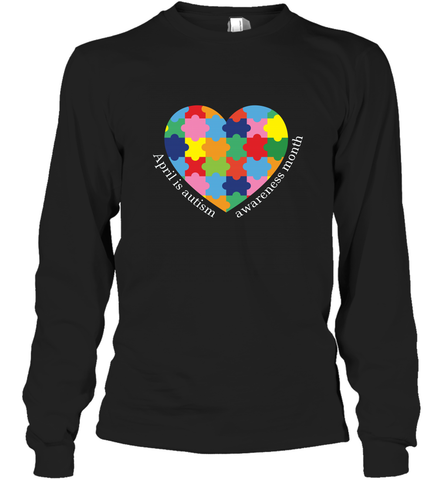 April is autism awareness month T shirt Long Sleeve T-Shirt Long Sleeve T-Shirt / Black / S Long Sleeve T-Shirt - HHHstores