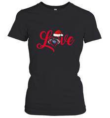 NFL Tennessee Titans Logo Christmas Santa Hat Love Heart Football Team Women's T-Shirt Women's T-Shirt - HHHstores