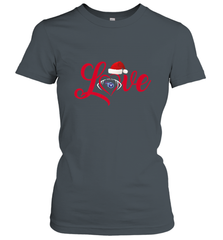 NFL Tennessee Titans Logo Christmas Santa Hat Love Heart Football Team Women's T-Shirt Women's T-Shirt - HHHstores