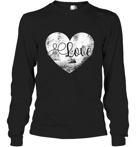 Love Valentines Day Heart Vintage Gift For Men Women Long Sleeve T-Shirt Long Sleeve T-Shirt / Black / S Long Sleeve T-Shirt - HHHstores