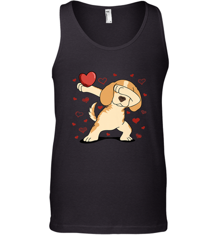 Dog Dabbing Heart For Valentine's Day Art Graphics Gift Men's Tank Top Men's Tank Top / Black / XS Men's Tank Top - HHHstores