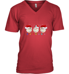 Three Baseball Balls Christmas Gift Santa Xmas lights Snow Men's V-Neck Men's V-Neck - HHHstores