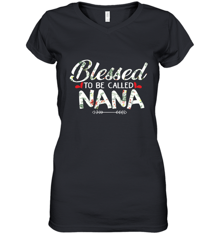 Blessed to be called Nana design Women's V-Neck T-Shirt Women's V-Neck T-Shirt / Black / S Women's V-Neck T-Shirt - HHHstores