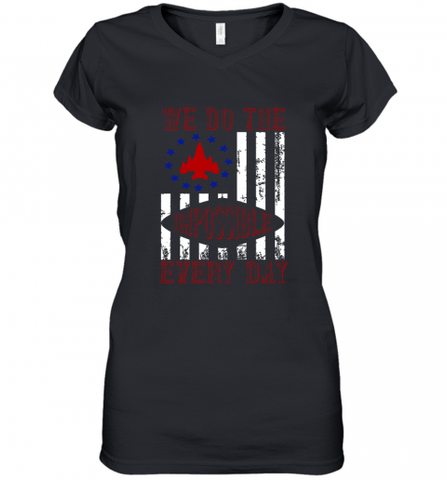 We do the impossible every day 01 Women's V-Neck T-Shirt Women's V-Neck T-Shirt / Black / S Women's V-Neck T-Shirt - HHHstores