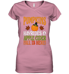 Pumpkins Hayrides Apple Cider Fall Love Halloween Gift Women's V-Neck T-Shirt Women's V-Neck T-Shirt - HHHstores