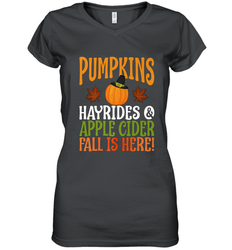 Pumpkins Hayrides Apple Cider Fall Love Halloween Gift Women's V-Neck T-Shirt