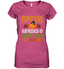Pumpkins Hayrides Apple Cider Fall Love Halloween Gift Women's V-Neck T-Shirt Women's V-Neck T-Shirt - HHHstores