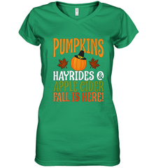 Pumpkins Hayrides Apple Cider Fall Love Halloween Gift Women's V-Neck T-Shirt Women's V-Neck T-Shirt - HHHstores