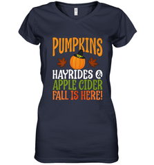 Pumpkins Hayrides Apple Cider Fall Love Halloween Gift Women's V-Neck T-Shirt Women's V-Neck T-Shirt - HHHstores