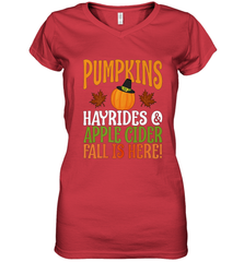 Pumpkins Hayrides Apple Cider Fall Love Halloween Gift Women's V-Neck T-Shirt Women's V-Neck T-Shirt - HHHstores