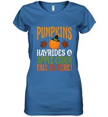 Pumpkins Hayrides Apple Cider Fall Love Halloween Gift Women's V-Neck T-Shirt Women's V-Neck T-Shirt - HHHstores